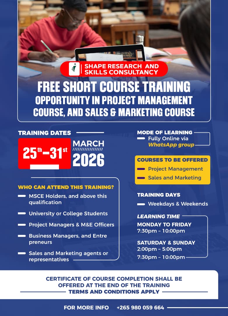 FREE SHORT COURSE TRAINING OPPORTUNITY IN PROJECT MANAGEMENT COURSE, AND SALES & MARKETING COURSE!!