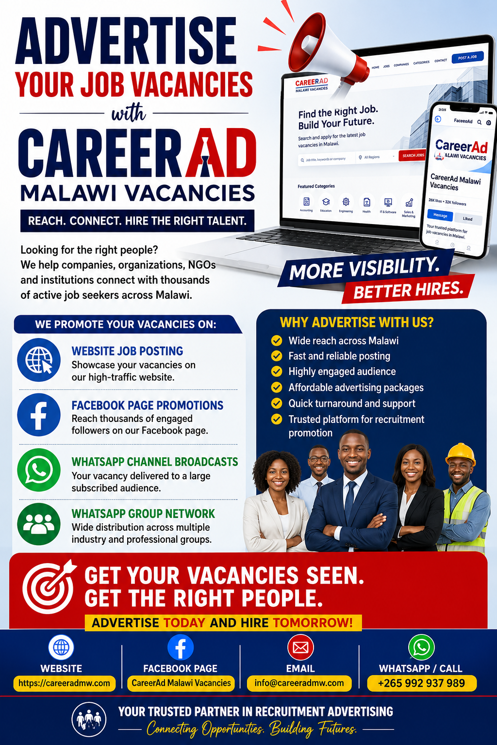 ADVERTISE YOUR JOB VACANCIES WITH CAREERAD MALAWI VACANCIES